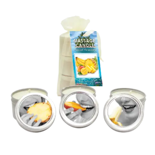 Bag Candle Tropical Trio Mango Margarita/ Banana Daiquiri/ Pineapple Breeze 2 Oz - Massage Candle