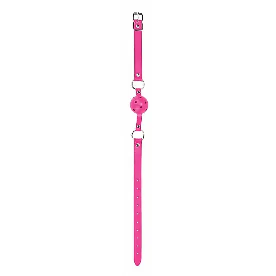 Pink watch strap with metal buckle for Ball Gag, ideal for kink play enthusiasts