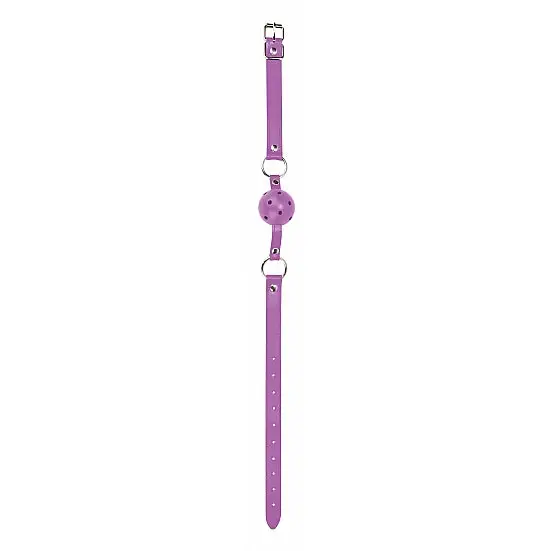 Purple leather watch strap with silver buckle - ideal for ball gag and kink play