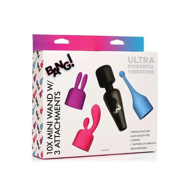 BANG! 10x Mini Wand with colorful attachments for versatile water-based massages