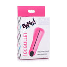 BANG! 10x Rechargeable Vibrating Metallic Bullet in retail packaging labeled ’BANG! 10X BULLET’