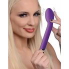 Woman holding BANG! 10x Silicone G-Spot Vibrator - purple vibrating personal massager