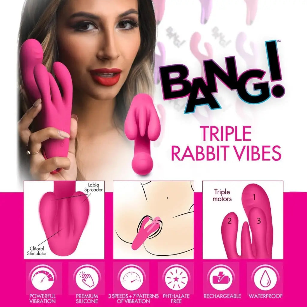 BANG! Rabbit BANG! 10x Triple Rabbit Silicone Vibrator at the Haus of Shag