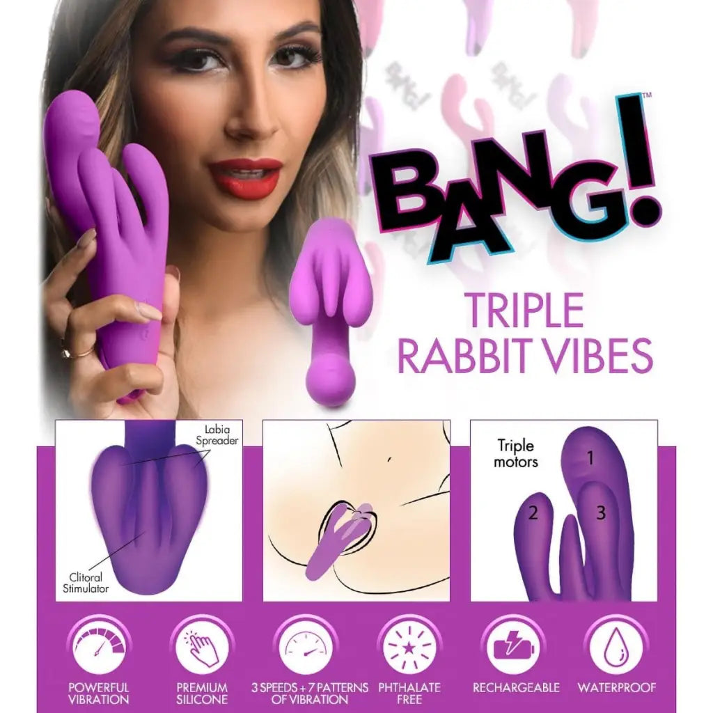 BANG! Rabbit BANG! 10x Triple Rabbit Silicone Vibrator at the Haus of Shag