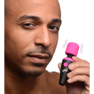 BANG! 10x Ultra Powerful Silicone Mini Wand with vibrating pink head and black handle