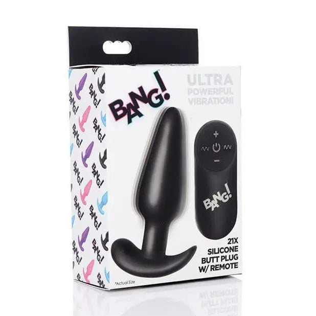 BANG! Powered Plug Black BANG! 21x Remote Control Silicone Vibrating Butt Plug at the Haus of Shag