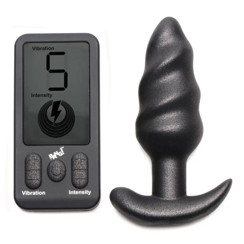 BANG! Powered Plug Black BANG! 25x Vibrating Silicone Swirl Plug With Remote Control at the Haus of Shag