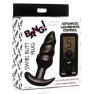 BANG! 25x Vibrating Silicone Swirl Plug with Remote Control - black, spiral ridges