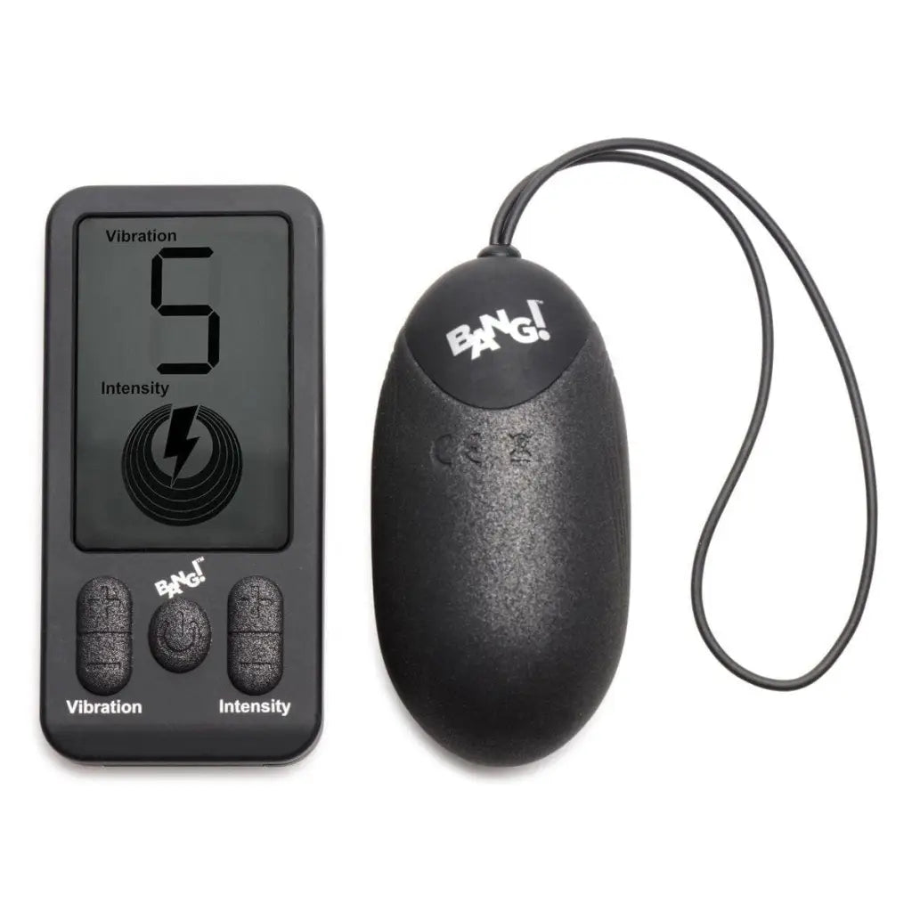 BANG! Egg Vibrator Black BANG! 25x Vibrating Silicone XL Egg With Remote Control at the Haus of Shag