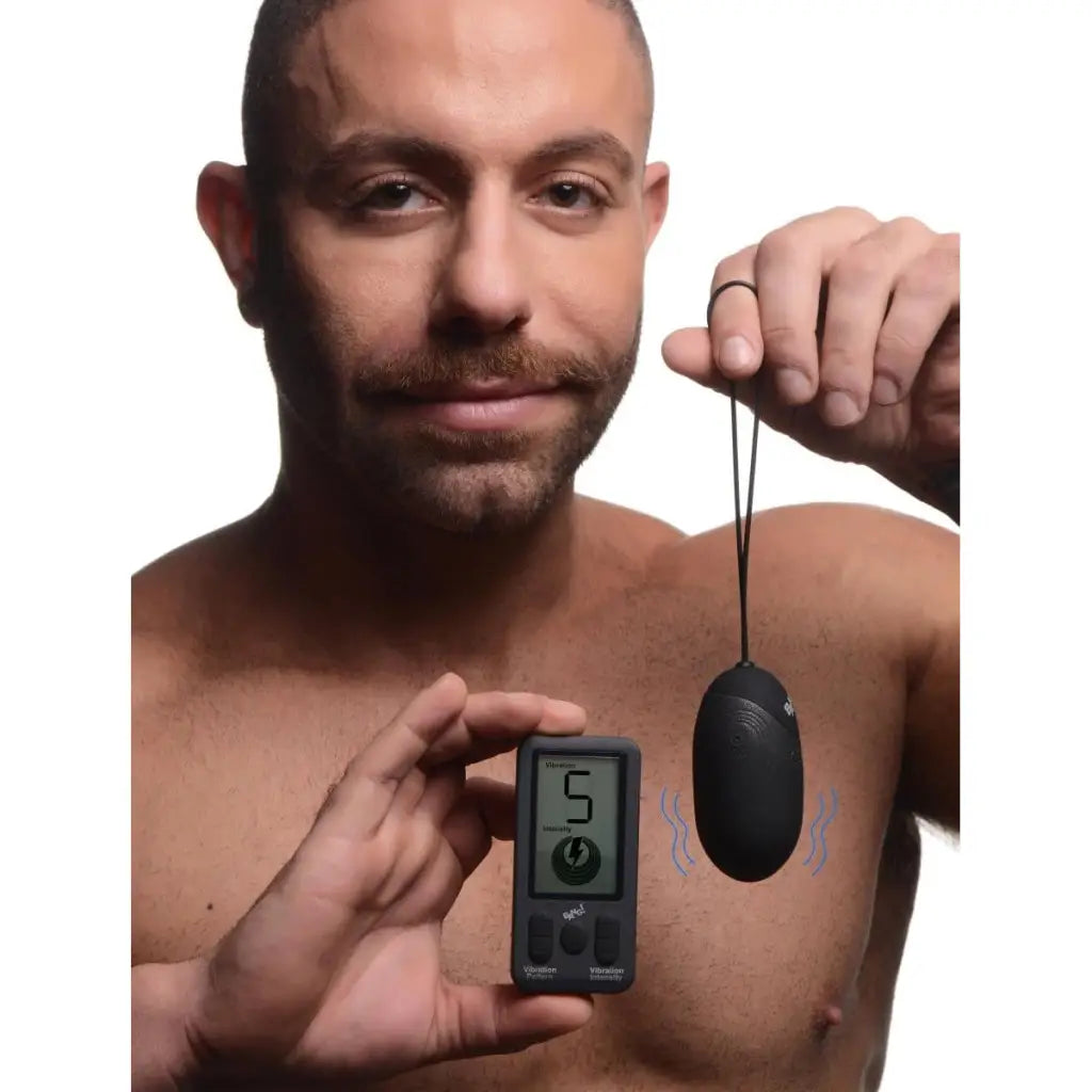 BANG! Egg Vibrator Black BANG! 25x Vibrating Silicone XL Egg With Remote Control at the Haus of Shag