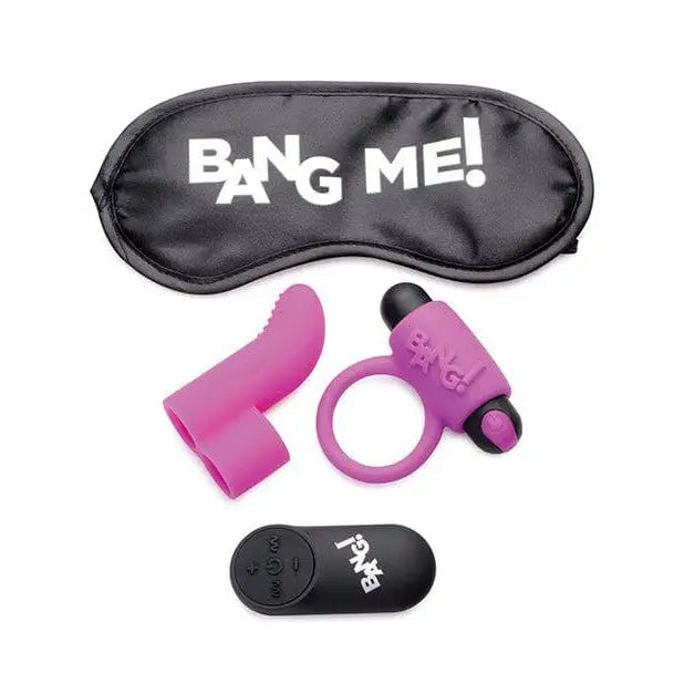 BANG! 28X Couple’s Kit: Sleep Mask, Pink Adult Toys, Remote Control, Love Ring, Finger Vibe