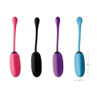 Vibrators in pink, black, purple, and blue - BANG! 28X Remote Control Silicone Plush Egg