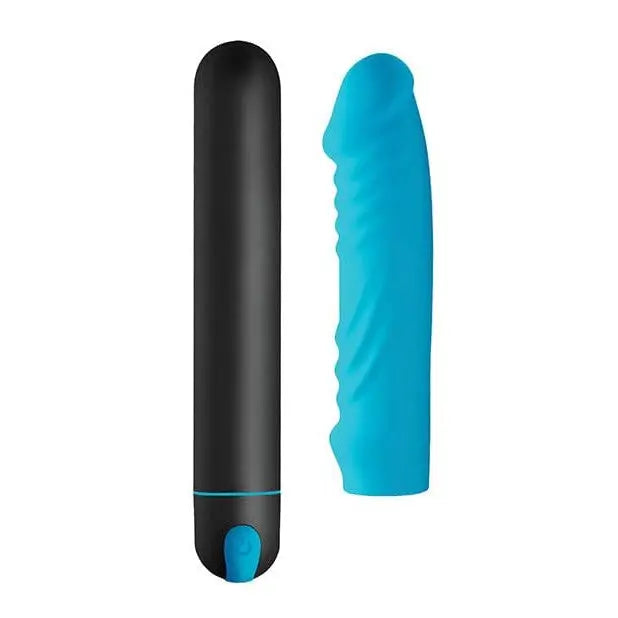 BANG! Realistic Vibrator Blue BANG! 3 Speed XL Bullet and Silicone Ribbed Sleeve at the Haus of Shag