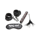 BANG! 4 Piece Bondage Kit: Restraints, satin blindfold, and sensory toys for intimate play