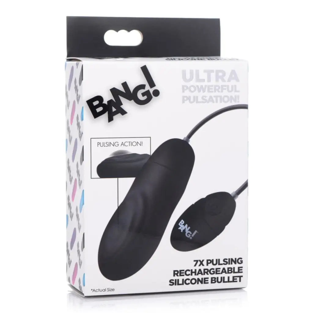 BANG! Bullet Black BANG! 7x Pulsing Rechargeable Silicone Vibrator at the Haus of Shag