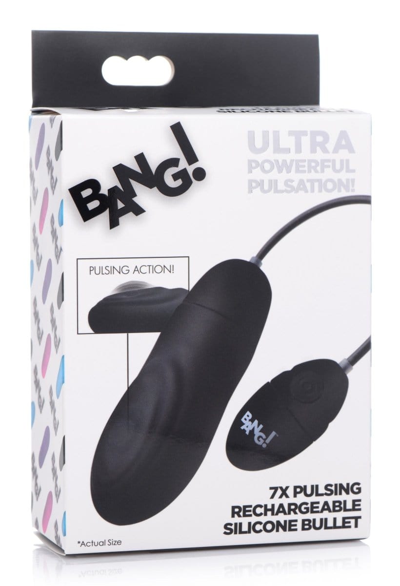 BANG! Bullet Black BANG! 7x Pulsing Rechargeable Silicone Vibrator at the Haus of Shag