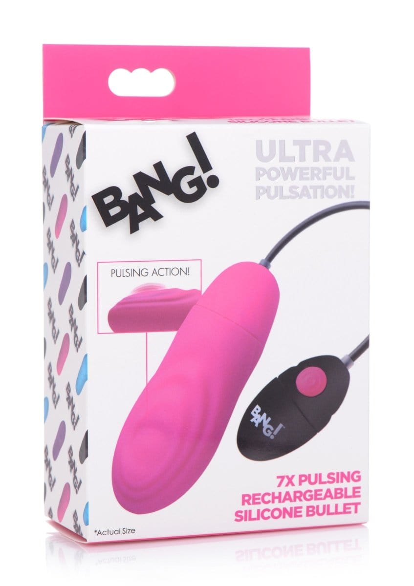 BANG! Bullet Pink BANG! 7x Pulsing Rechargeable Silicone Vibrator at the Haus of Shag
