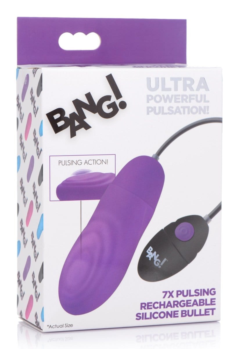 BANG! Bullet Purple BANG! 7x Pulsing Rechargeable Silicone Vibrator at the Haus of Shag