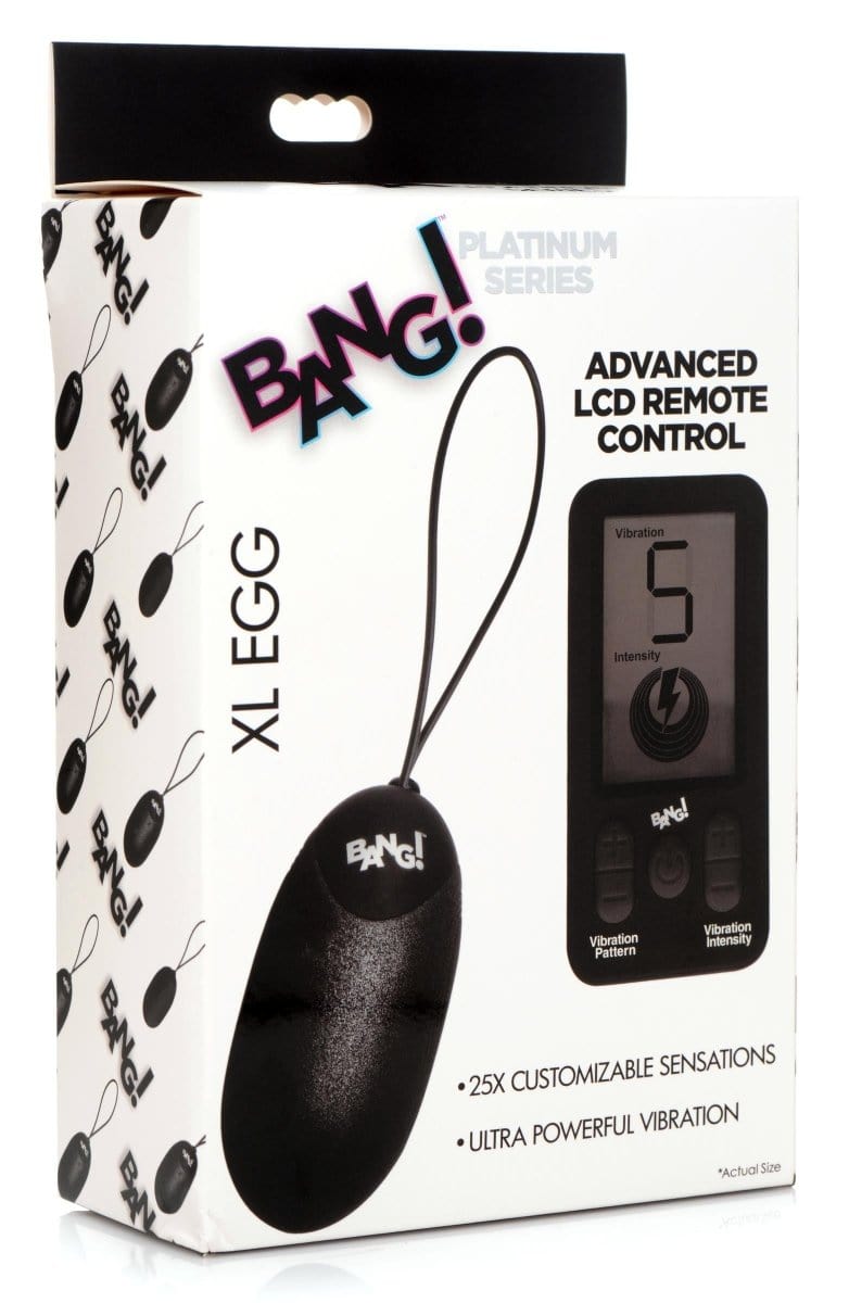 BANG! Egg Vibrator Black BANG! 25x Vibrating Silicone XL Egg With Remote Control at the Haus of Shag