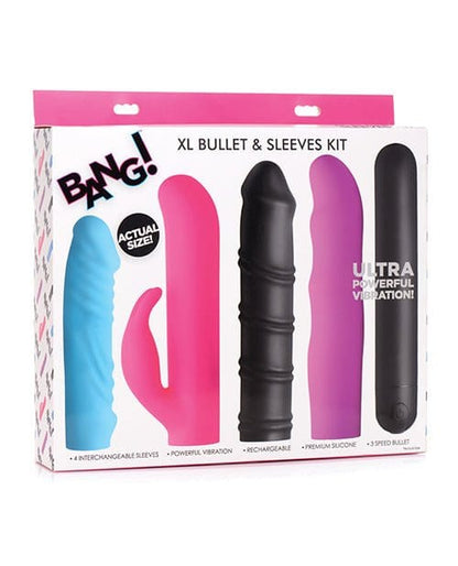 BANG! Vibrator Kit Multi-Color BANG! 4-in-1 XL Silicone Bullet and Sleeves Kit at the Haus of Shag