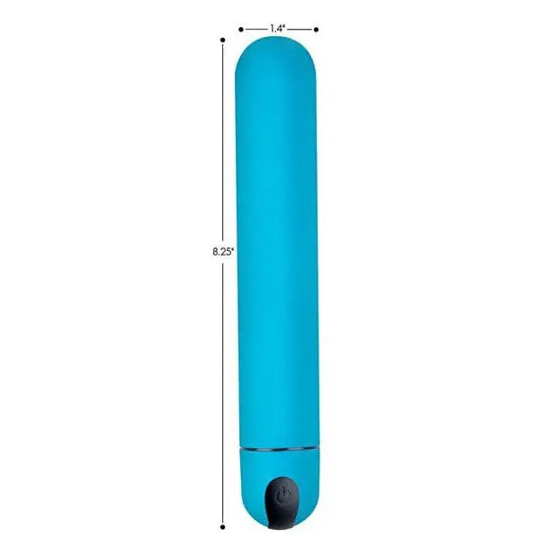 Cylindrical turquoise ABS plastic bullet vibrator with dimensions: BANG! XL Bullet Vibrator