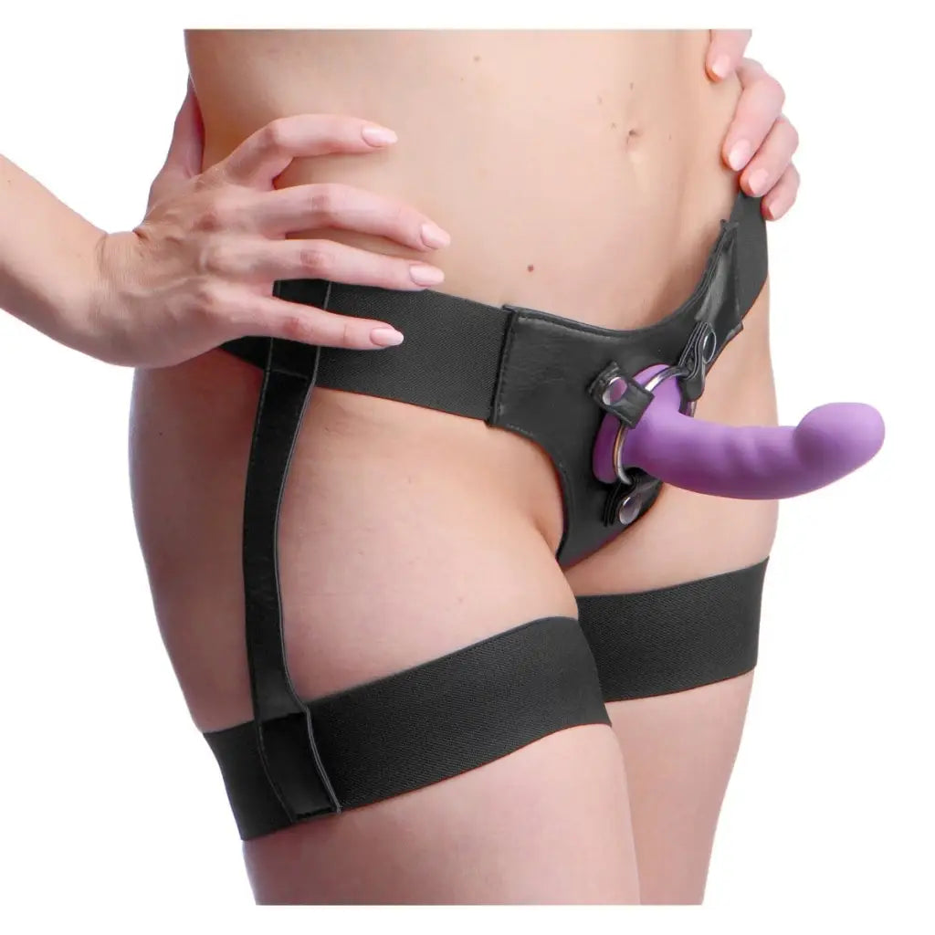 Strap U Strap On Harness Bardot Garter Belt Strap On Harness With Silicone G-spot Dildo at the Haus of Shag