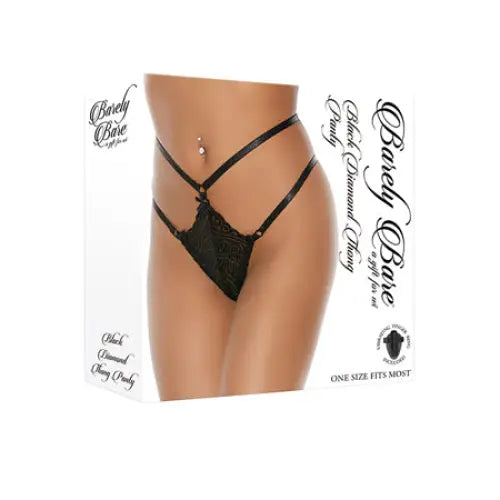 Barely Bare Black Diamond Thong Panty O/S - Thong