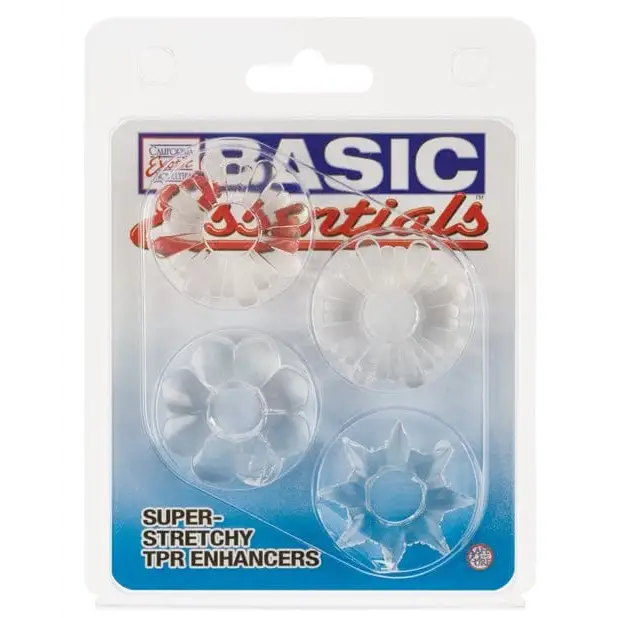 CalExotics Penis Enhancement Clear Basic Essentials Rings - Set Of 4 at the Haus of Shag