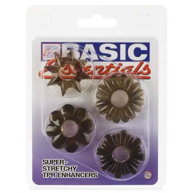 CalExotics Penis Enhancement Smoke Basic Essentials Rings - Set Of 4 at the Haus of Shag