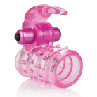 CalExotics Penis Enhancement Basic Essentials Stretchy Vibrating Bunny Enhancer - Pink at the Haus of Shag