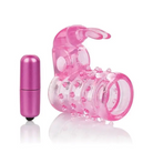 CalExotics Penis Enhancement Basic Essentials Stretchy Vibrating Bunny Enhancer - Pink at the Haus of Shag