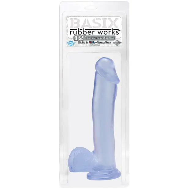 ’Basix Rubber Works 12’’’ Dong W/suction Cup’ - Clear - Dongs & Dildos