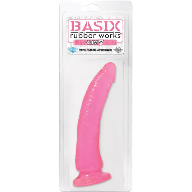 ’Basix Rubber Works 7’’’ Slim Dong’ - Pink - Dongs & Dildos