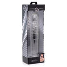 Clear plastic packaging of the Behemoth Ribbed XL Dildo from the Master Series line