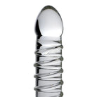 Behemoth Ribbed XL Dildo - Clear Glass with Spiral Patterned Shaft for Ultimate Sensation