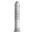 Behemoth Ribbed XL Dildo: Glass dildo with spiral ridges along its shaft for intense pleasure