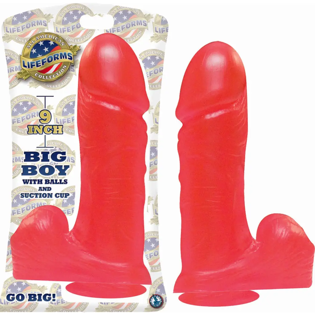 Big Boy 9in With Balls Suction Cup Red Jelly - Party Games Gifts & Supplies