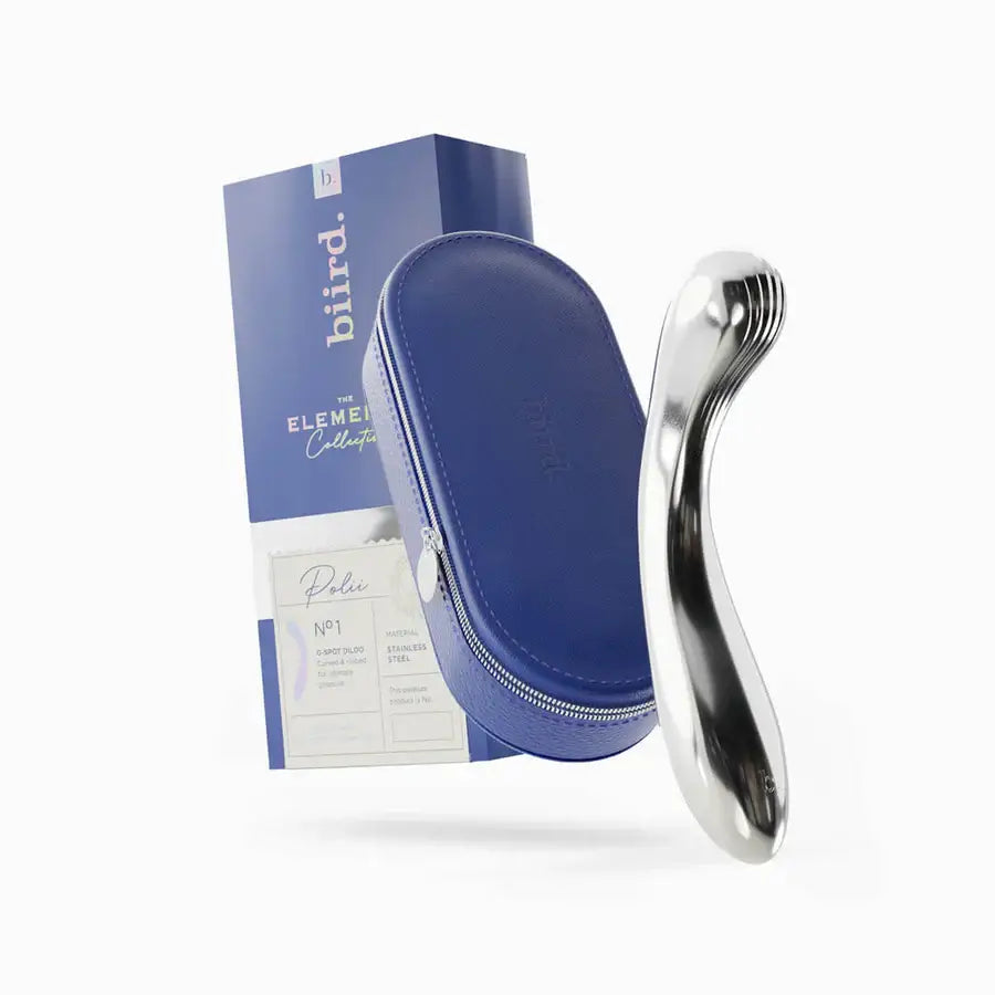 biird. Polii Stainless Steel Dildo - Silver - Double Ended Dildo