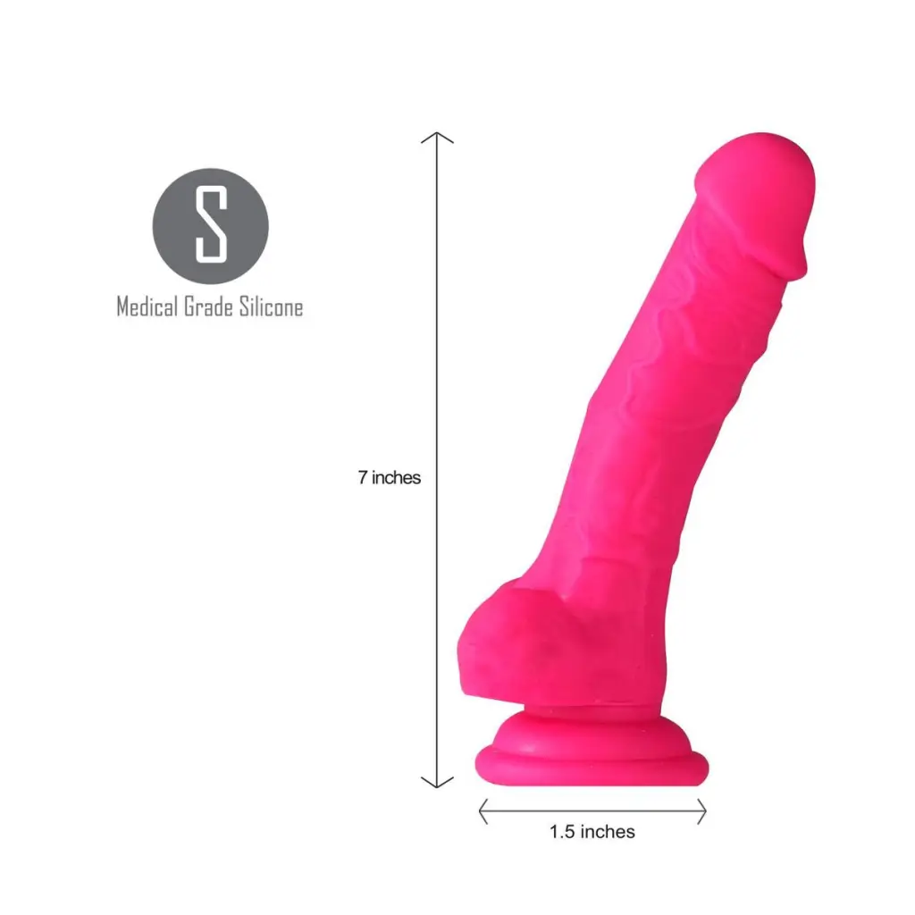 Billee 7 Realistic Silicone Dong Neon Pink ’ - Realistic Dildo