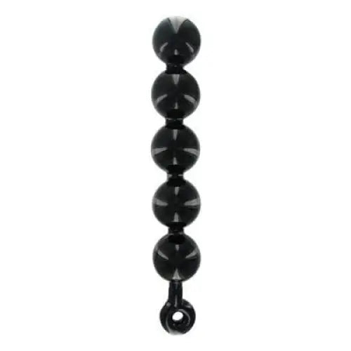 Close-up of Black Baller Anal Beads - sleek black bead necklace designed for elegance