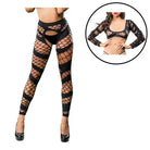 Black Mesh/Fishnet Crotchless Legging - Pink - Pantyhose