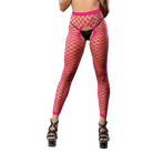 Black Mesh/Fishnet Crotchless Legging - Pink - Pantyhose