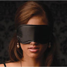 Greygasms Hood Black Satin Blindfold Mask at the Haus of Shag