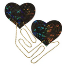 Black Shattered Disco Ball Heart W/ Gold Chains Pasties - Lingerie & Clothing