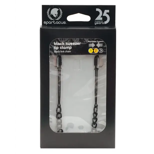 Black Tweezer Clamp W/link Chain - Nipple Clamp