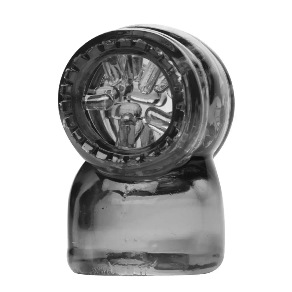 Black Vibra Cup male: Clear glass ash holder with clock inside attachment