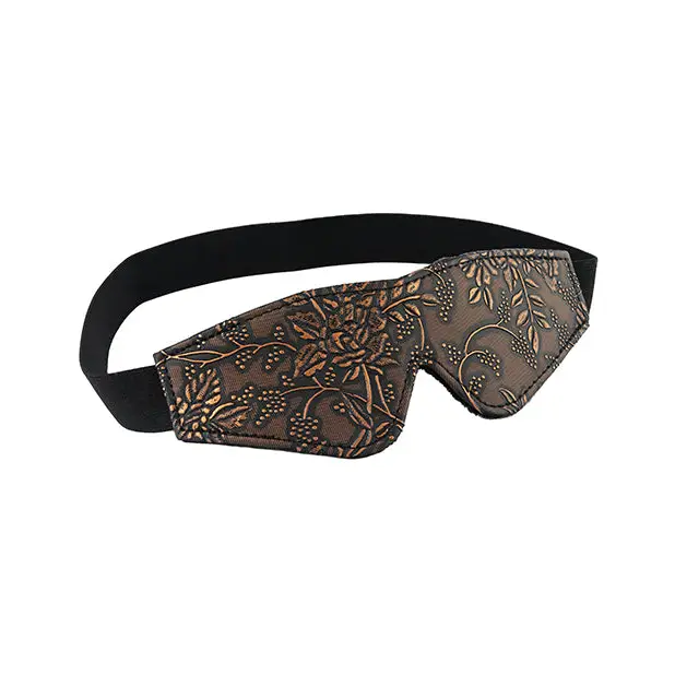 Blindfold Brown PU Floral Print With Faux Fur Lining - Blindfold