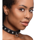 Master Series Collar Bling Vixen Leather Choker With Rhinestones - Clear at the Haus of Shag