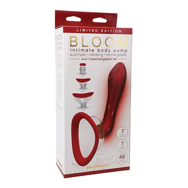 Doc Johnson Stimulators Bloom Intimate Body Automatic Vibrating Rechargeable Pump Limited Edition - Red at the Haus of Shag