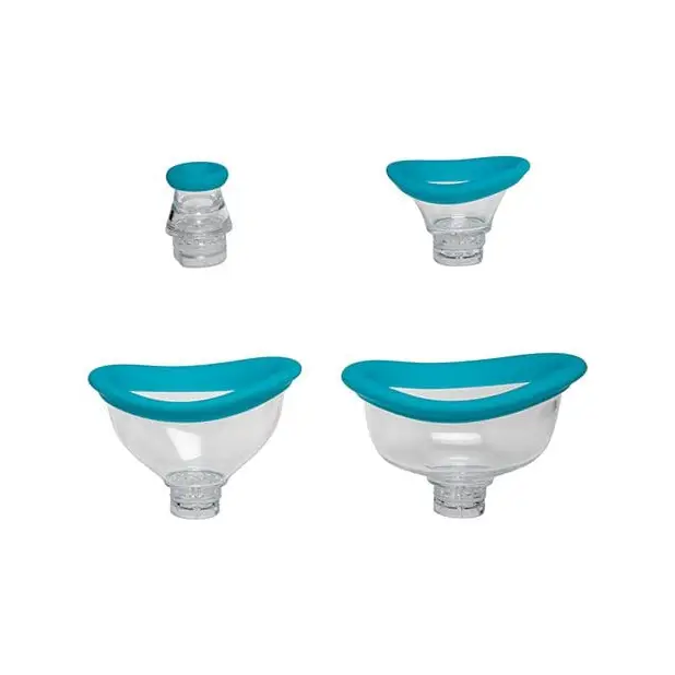 4 pack of glass bowls with blue covers: Bloom Intimate Body Automatic Vibrating Pump